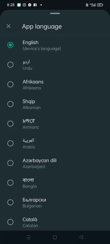 Default Language